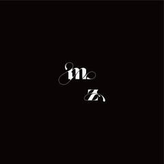 wedding typography initial monogram style and elegant concept MZ organic hairline logo letter