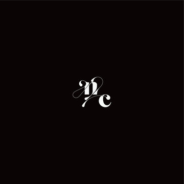 wedding typography initial monogram style and elegant concept NC organic hairline logo letter