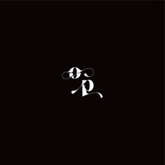 wedding typography initial monogram style and elegant concept OP organic hairline logo letter
