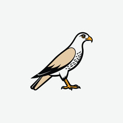 Minimal Hawk Bird Silhouette Vector – Elegant High-Contrast Walking Pose Illustration on White Background