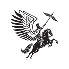  Bellerophon on Pegasus Silhouette with Spear