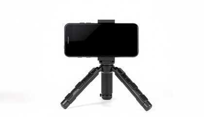 Smartphone held firmly by small tripod