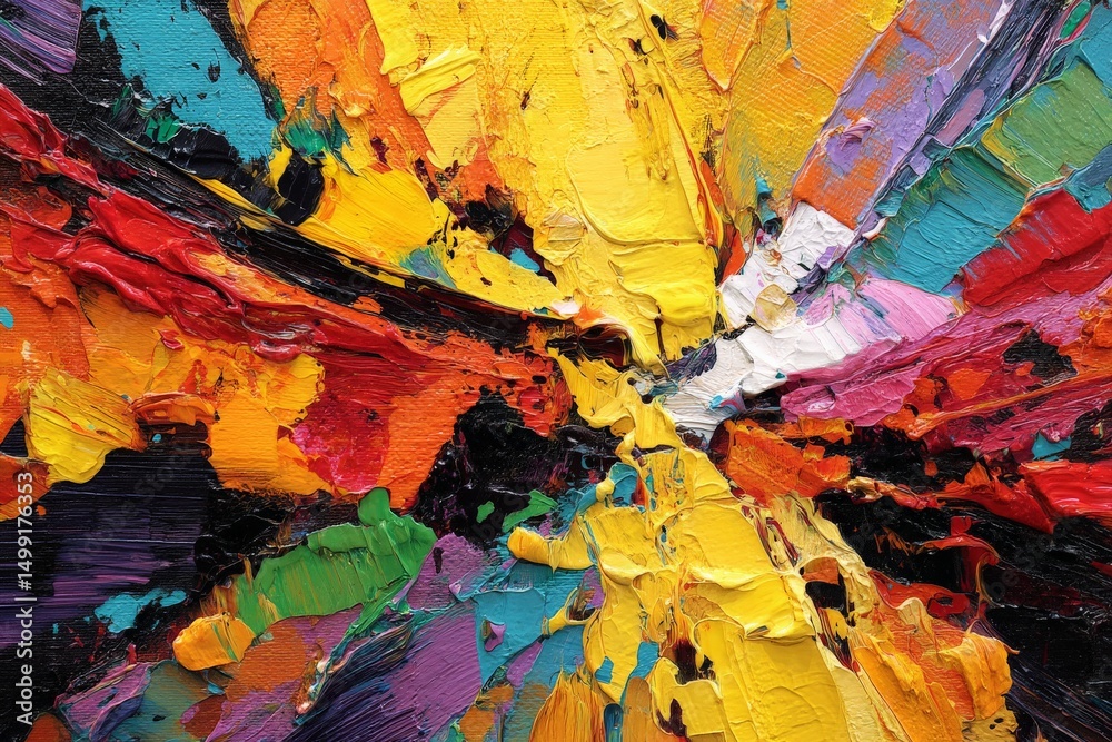 Aufkleber vibrant abstract painting with bold colors and dynamic brushstrokes in an artistic expression of emo