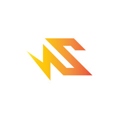 letter s run bolt thunder simple gradient logo vector