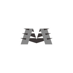 letter m grunge sharp stabs simple shadow logo vector