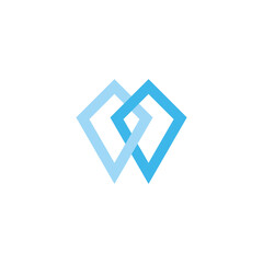 letter m blue diamond linked geometric logo vector