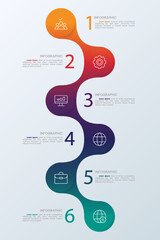 Timeline Infographic Showing 6 Steps of Business Data for Presentation