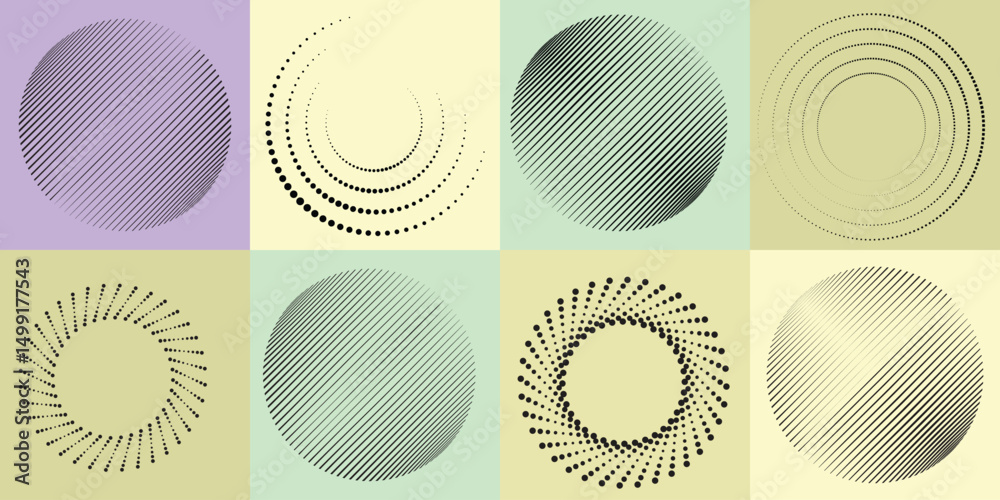 Poster halftone dots in circle form .rotate rounded shape vector illustration .rotating dots form a circle 