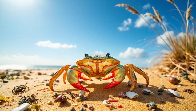 kepiting di tepi pantai
