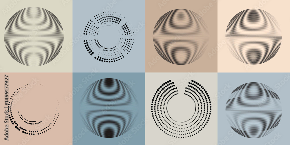 Poster halftone dots in circle form .rotate rounded shape vector illustration .rotating dots form a circle 