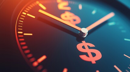 A clock with dollar signs instead of numbers, symbolizing the concept of time equaling money.