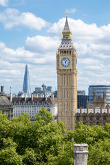 Westminster skyline including Big Ben, London UK in vertical format
