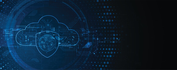 Obraz premium Cloud concept technology background and network security