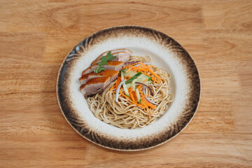 noodles with duck and vegetables