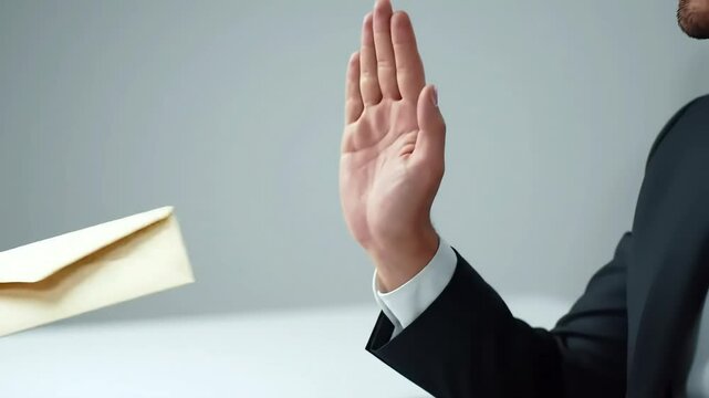 Businessman rejects bribe ethical integrity refusal of corruption