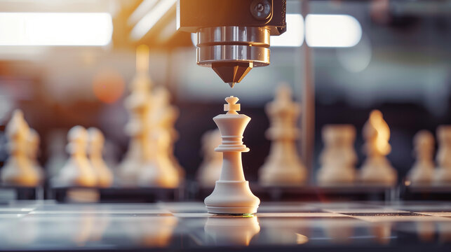 3D printer nozzle creating a chess piece