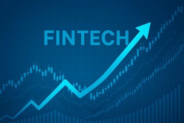 Fototapeta premium Fintech upward arrow chart background, stock stock market finance economic growth trend concept illustration 
