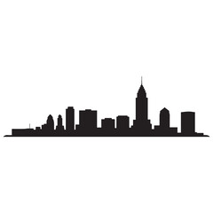 Panoramic View of Downtown Syracuse Skyline. Syracuse city black silhouette skyscrapers and buildings. Long cityscape. Vector black silhouette. with white background