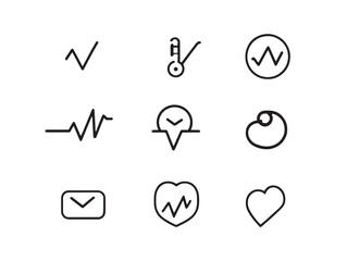 Simple Health Metrics Line Art Vector Icon Set