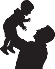 Father And Son Silhouette, Fatherhood, Vector Illustration.