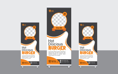 Modern Restaurant Rollup banner design print                                           