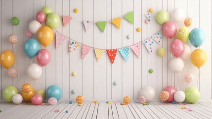Colorful Balloons Party Backdrop.