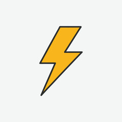 Thunder Icon Vector – Lightning Bolt Symbol for Weather, Power, and Energy Designs