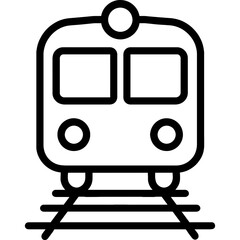 Minimalist train outline icon with bold black lines