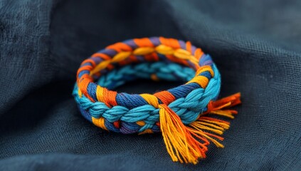 Colorful braided fabric bracelet.