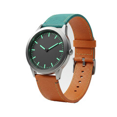 Stylish Minimalist Timepiece with Dual-Tone Leather Band
