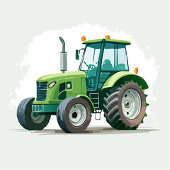 Obraz premium Green Tractor Illustration on Light Background