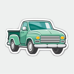 Green Vintage Pickup Truck Illustration