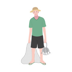 Profession Character fisherman attire perfect for infographics and educational materials