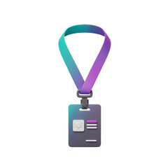 Vibrant Gradient Lanyard with Sleek Identification Card: Modern 3D Render of a Professional ID Badge