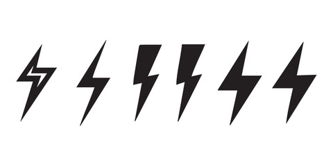  Lightning bolt icon set, Thunderbolt in the circle, flash electric symbol, Vector illustration set icon