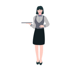 Profession Woman Character waiters perfect for infographics and educational materials