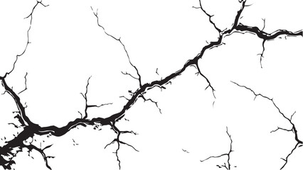 Vector grunge cracked texture. Black cracks isolated on white background. Abstract cracked texture .