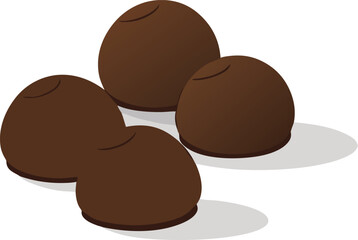 Flat Chocolate Truffle Set In Minimalist Vector Style On White