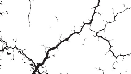 Vector grunge cracked texture. Black cracks isolated on white background. Abstract cracked texture .
