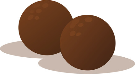Vector Chocolate Truffles Set With White Background Flat Style