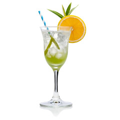Fototapeta premium Refreshing summer cocktail with orange and lime garnish