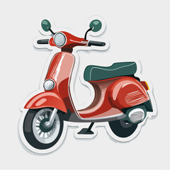 Red Vintage Scooter Illustration