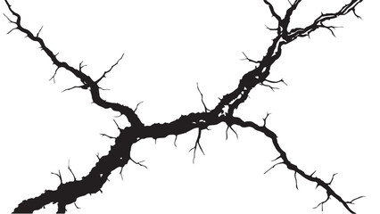 Vector grunge cracked texture. Black cracks isolated on white background. Abstract cracked texture .
