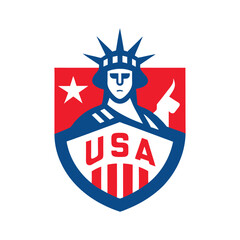 Statue of Liberty Badge with USA Stars and Stripes