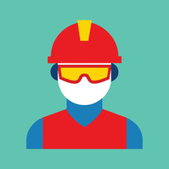 Worker with Red Helmet and Safety Glasses Icon