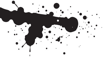 Splattered blot, a spot of black paint on a white background. Abstract black ink splash. Vector illustration.
