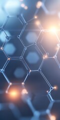 Modern Hexagonal Technology Abstract Design Featuring Bright Blue Energy on White Background
