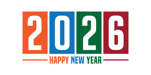 number 2026 happy new year design vector illustration