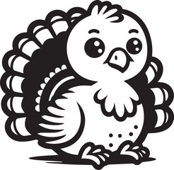 Black and White Turkey Bird Vector Illustration