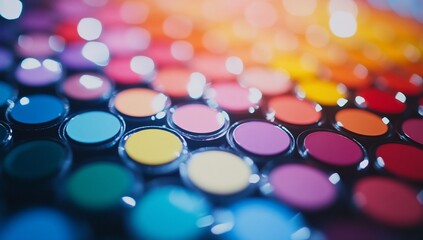 Colorful eyeshadow palette closeup.